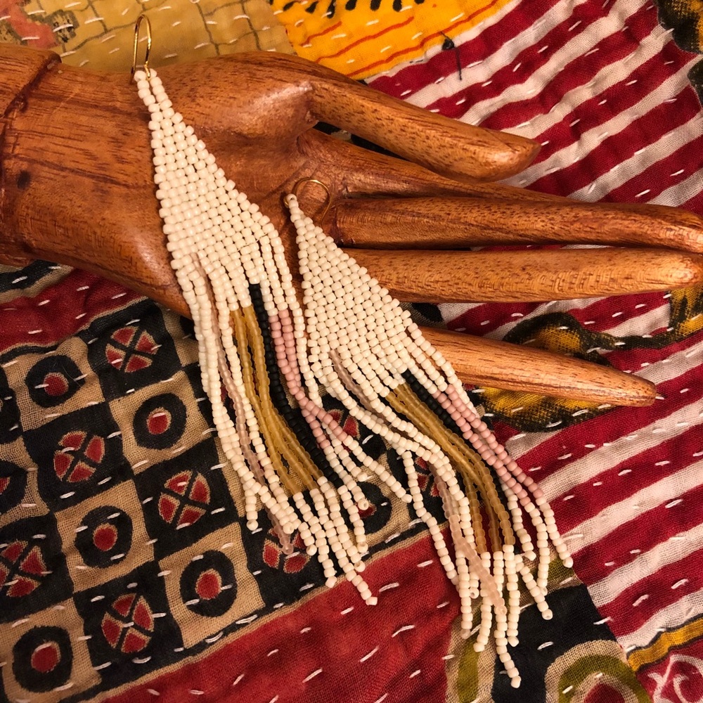 “JAPON” boho beaded fringe earrings by SOMNILOQUY